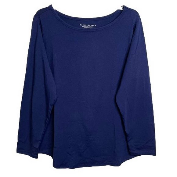Susan Graver Weekend Essentials Cotton Modal Bateau Neck Top 1X (4411) - Picture 2 of 7